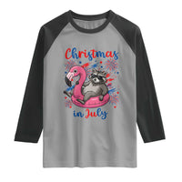 Funny Raccoon Christmas In July 4th of July Raglan Shirt