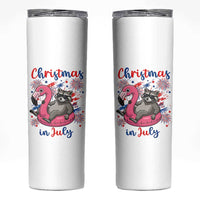 Funny Raccoon Christmas In July 4th of July Skinny Tumbler