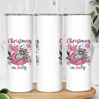 Funny Raccoon Christmas In July 4th of July Skinny Tumbler