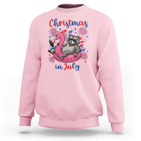 Funny Raccoon Christmas In July 4th of July Sweatshirt