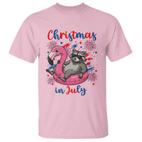 Funny Raccoon Christmas In July 4th of July T Shirt