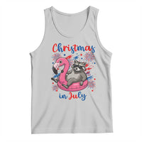 Funny Raccoon Christmas In July 4th of July Tank Top