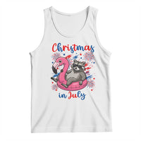Funny Raccoon Christmas In July 4th of July Tank Top