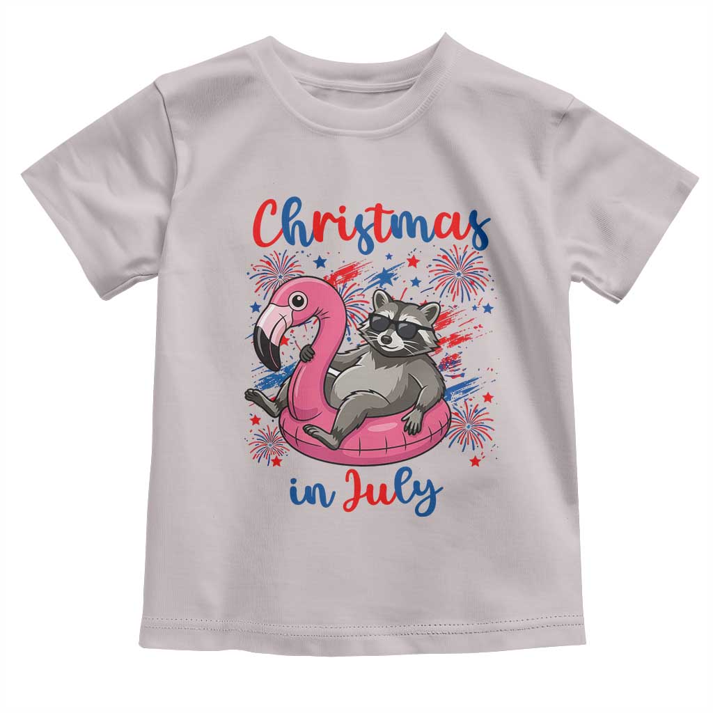 Funny Raccoon Christmas In July 4th of July Toddler T Shirt
