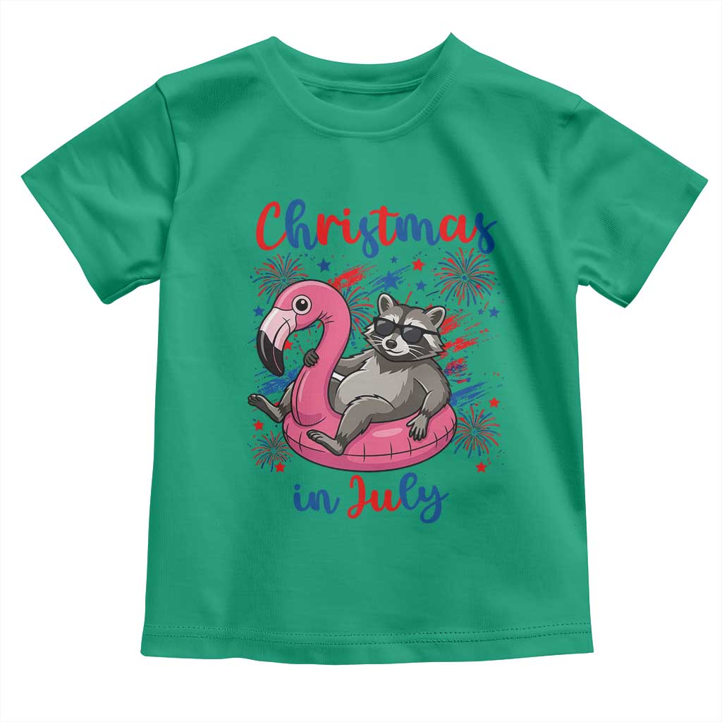 Funny Raccoon Christmas In July 4th of July Toddler T Shirt