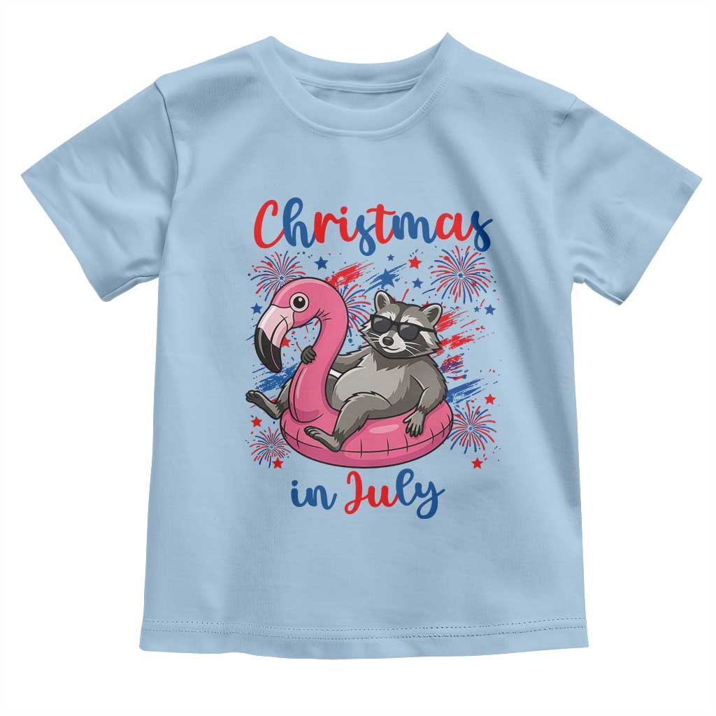 Funny Raccoon Christmas In July 4th of July Toddler T Shirt