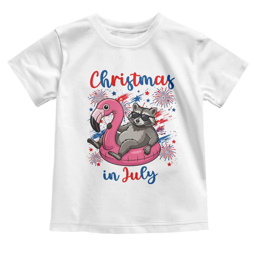 Funny Raccoon Christmas In July 4th of July Toddler T Shirt