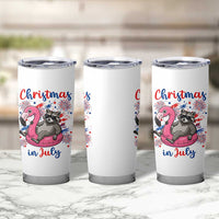 Funny Raccoon Christmas In July 4th of July Tumbler Cup