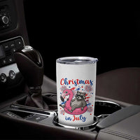 Funny Raccoon Christmas In July 4th of July Tumbler Cup