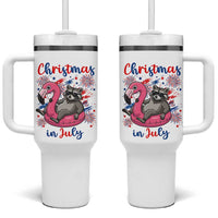 Funny Raccoon Christmas In July 4th of July Tumbler With Handle