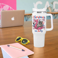 Funny Raccoon Christmas In July 4th of July Tumbler With Handle