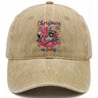 Funny Raccoon Christmas In July 4th of July Washed Cotton Baseball Cap
