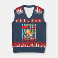 Hawaiian Christmas In July V-Neck Knit Sweater Vest It's Hot as Balls of Holly Out Here