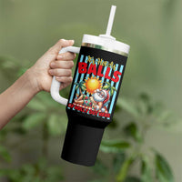 Hawaiian Christmas In July Tumbler With Handle It's Hot as Balls of Holly Out Here