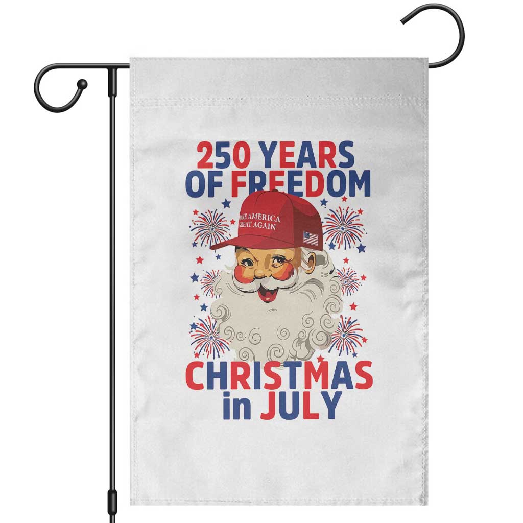 250 Years Of Freedom Garden Flag Funny Santa Christmas in July