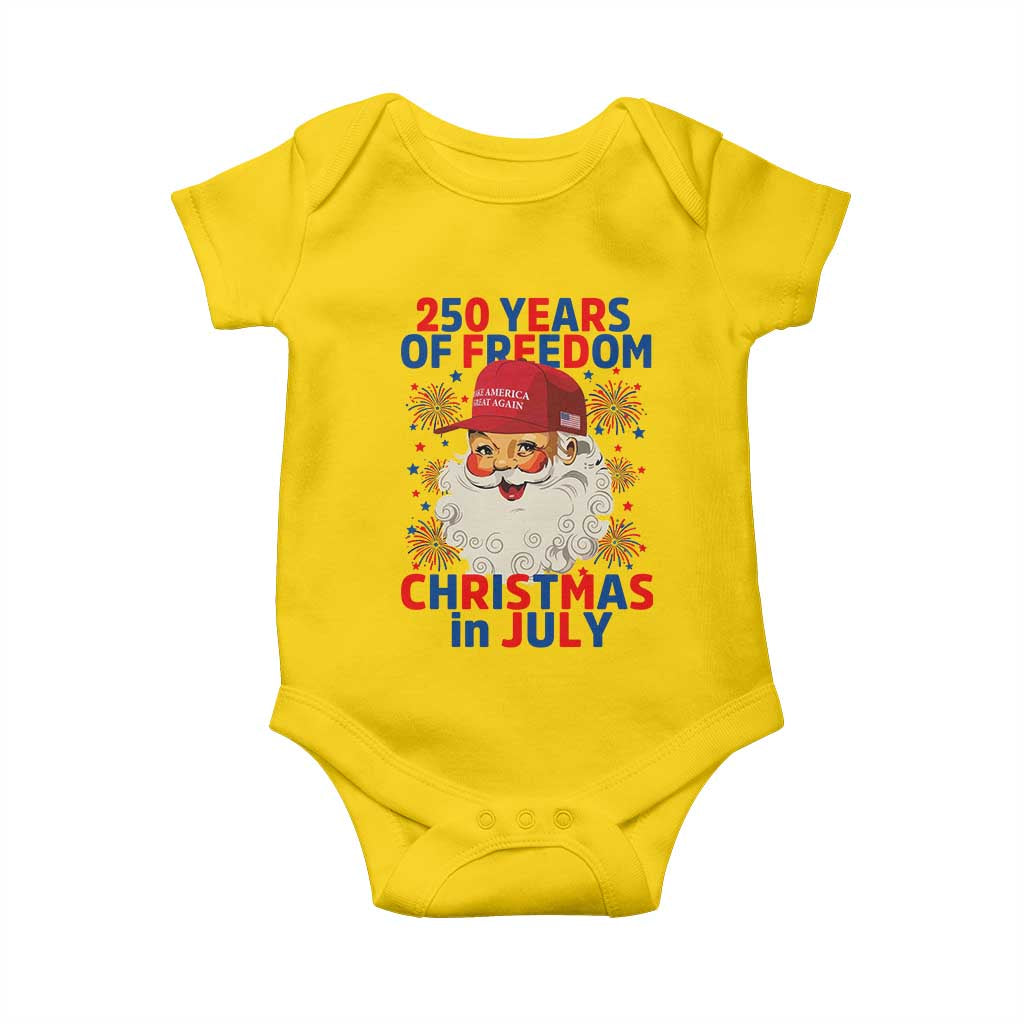 250 Years Of Freedom Baby Onesie Funny Santa Christmas in July