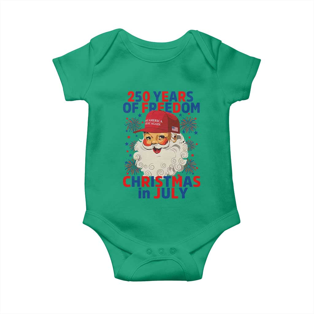 250 Years Of Freedom Baby Onesie Funny Santa Christmas in July