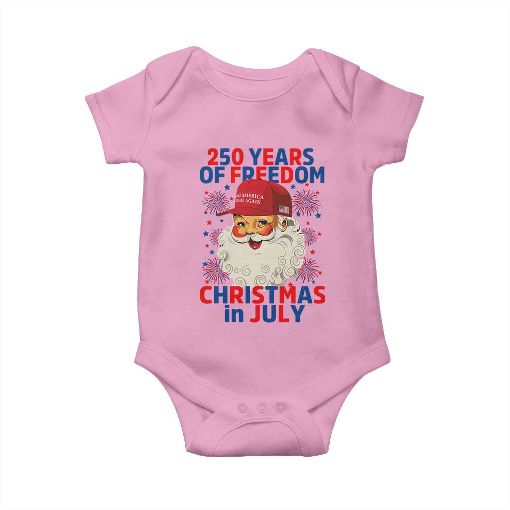 250 Years Of Freedom Baby Onesie Funny Santa Christmas in July