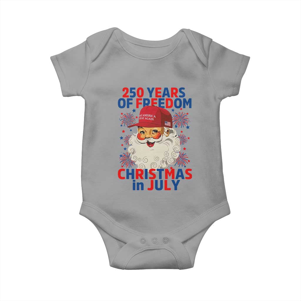 250 Years Of Freedom Baby Onesie Funny Santa Christmas in July