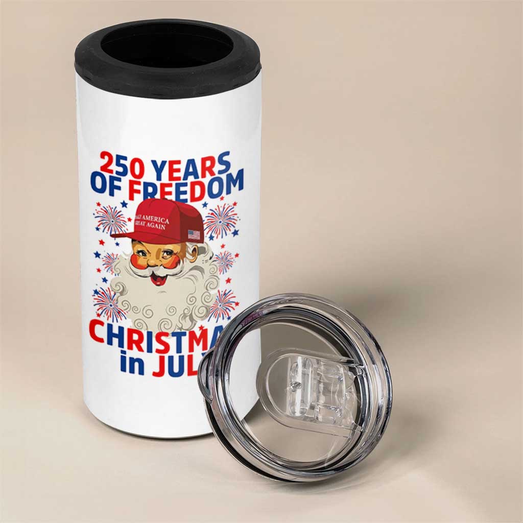 250 Years Of Freedom 4 in 1 Can Cooler Tumbler Funny Santa Christmas in July