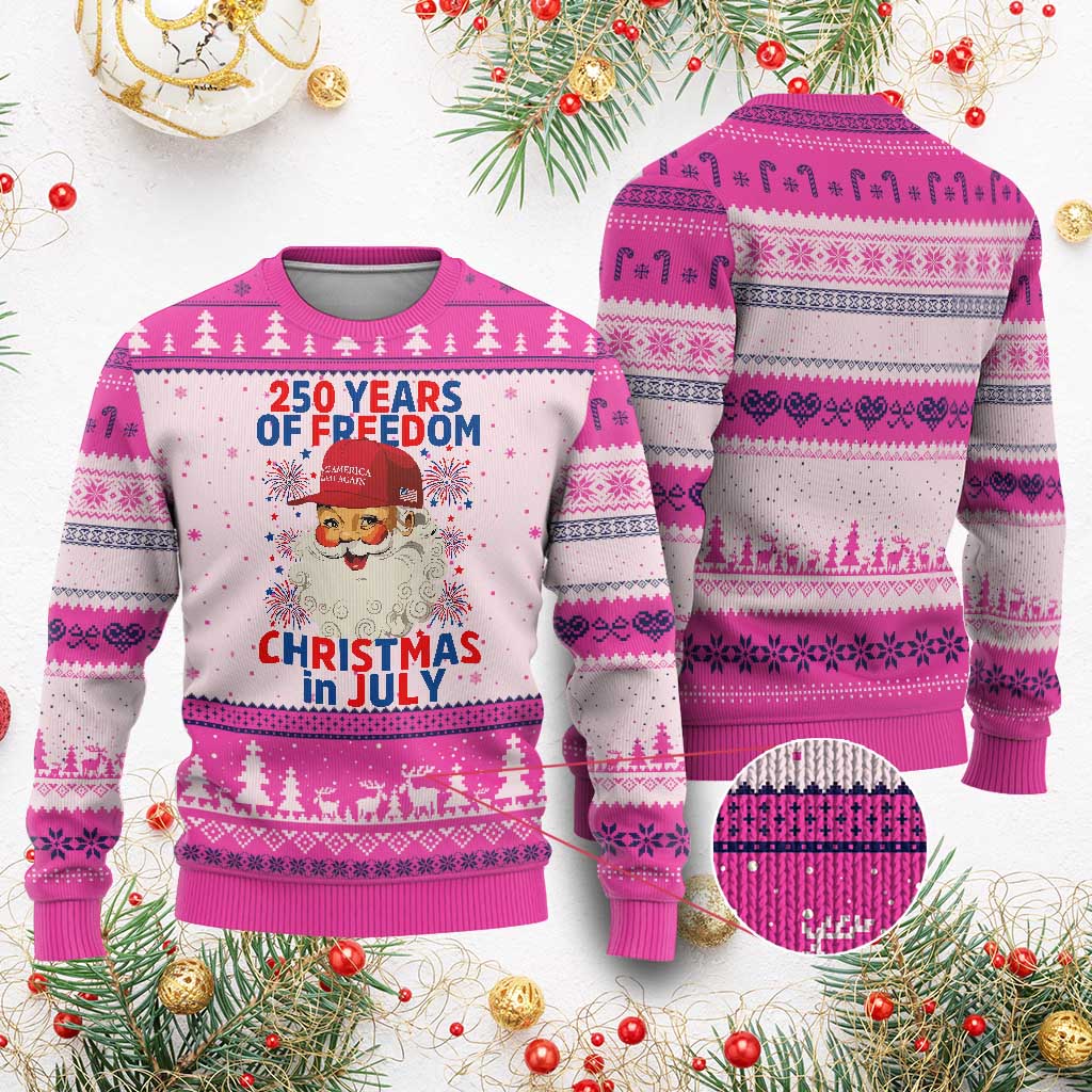 250 Years Of Freedom Ugly Christmas Sweater Funny Santa Christmas in July