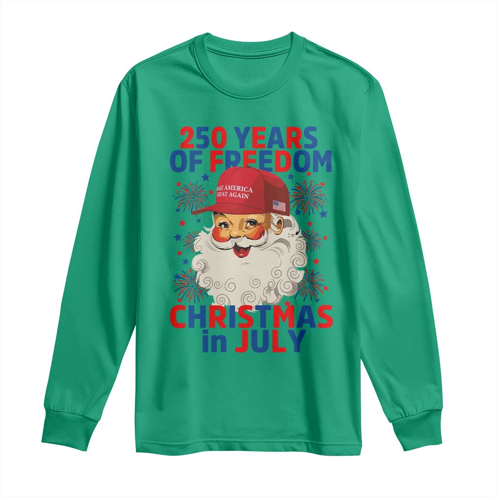 250 Years Of Freedom Long Sleeve Shirt Funny Santa Christmas in July