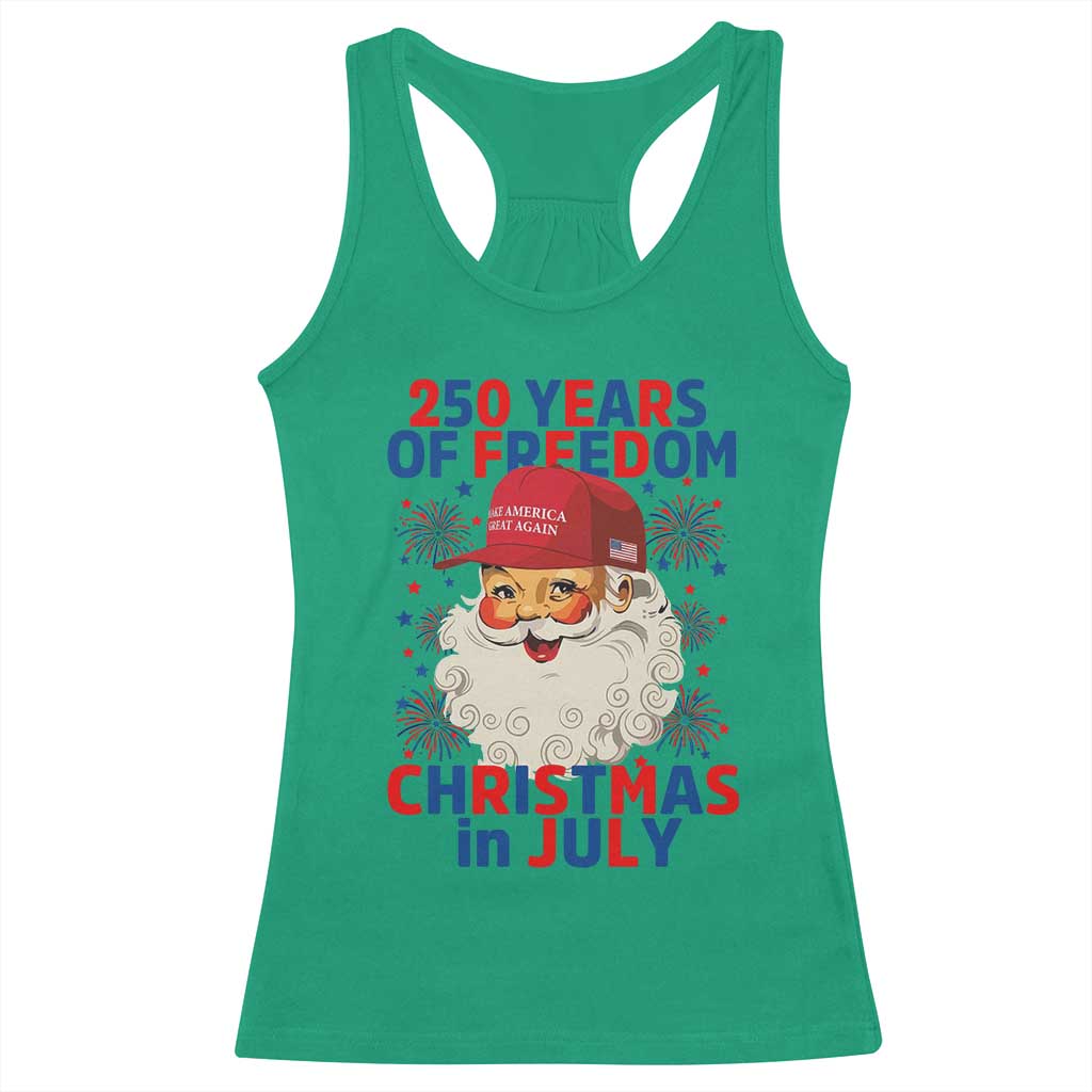 250 Years Of Freedom Racerback Tank Top Funny Santa Christmas in July