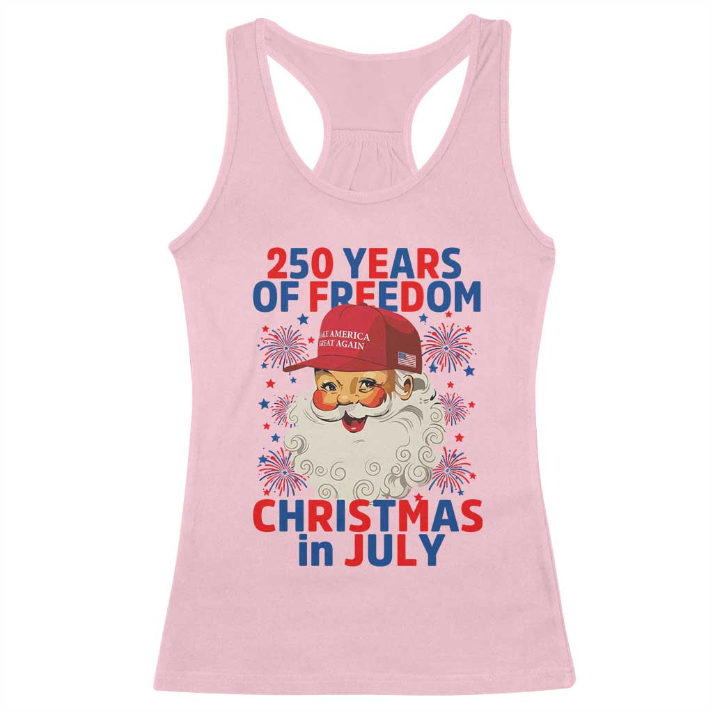 250 Years Of Freedom Racerback Tank Top Funny Santa Christmas in July