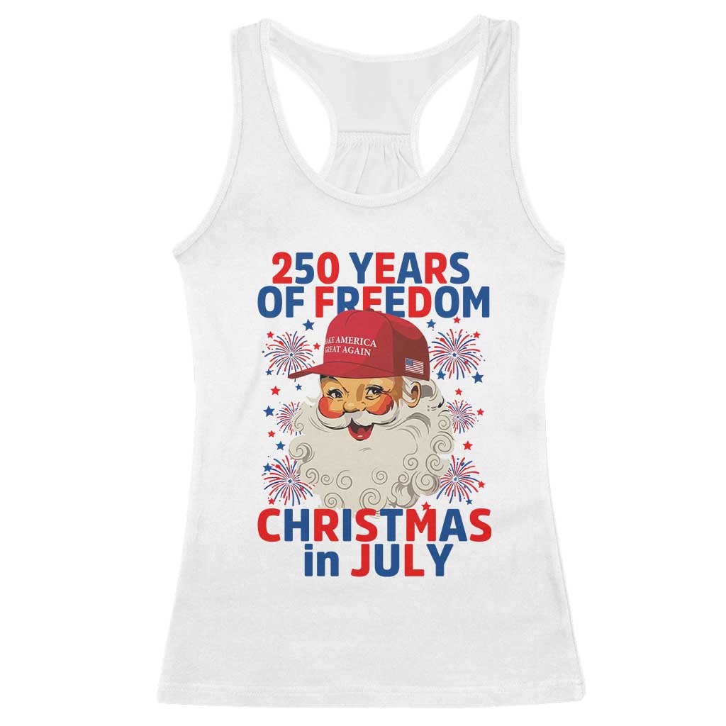 250 Years Of Freedom Racerback Tank Top Funny Santa Christmas in July