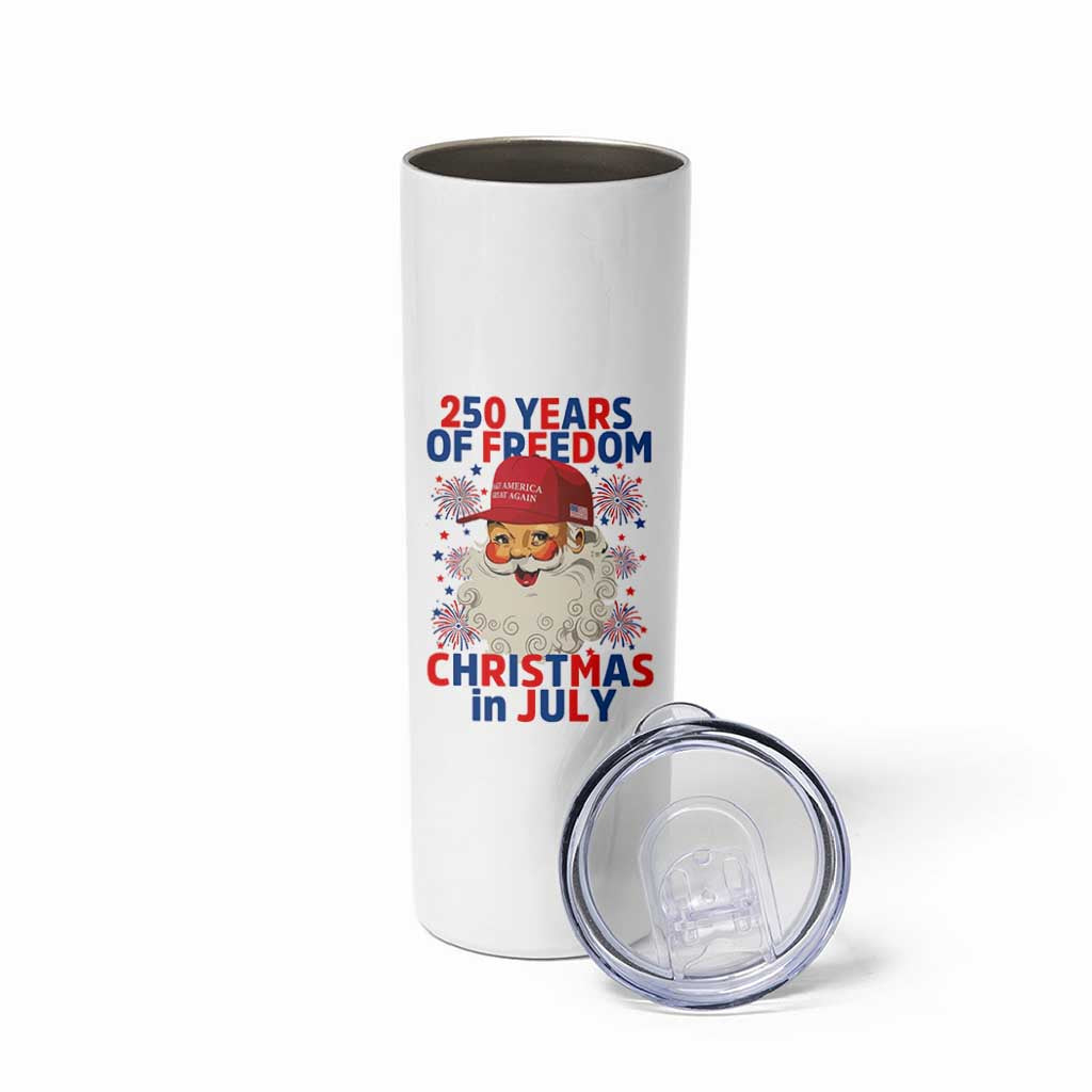 250 Years Of Freedom Skinny Tumbler Funny Santa Christmas in July