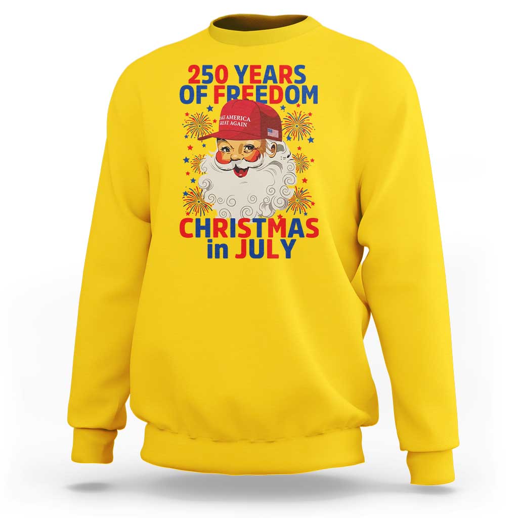 250 Years Of Freedom Sweatshirt Funny Santa Christmas in July
