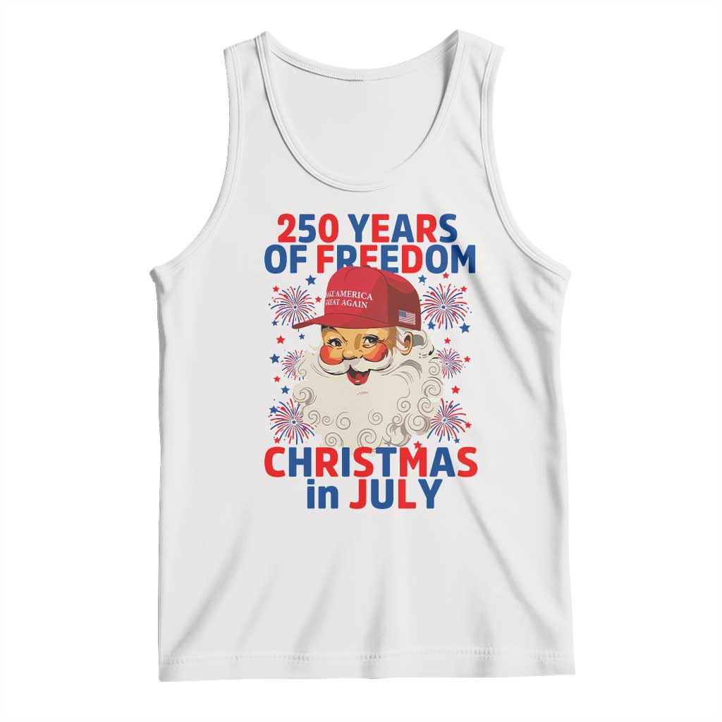 250 Years Of Freedom Tank Top Funny Santa Christmas in July