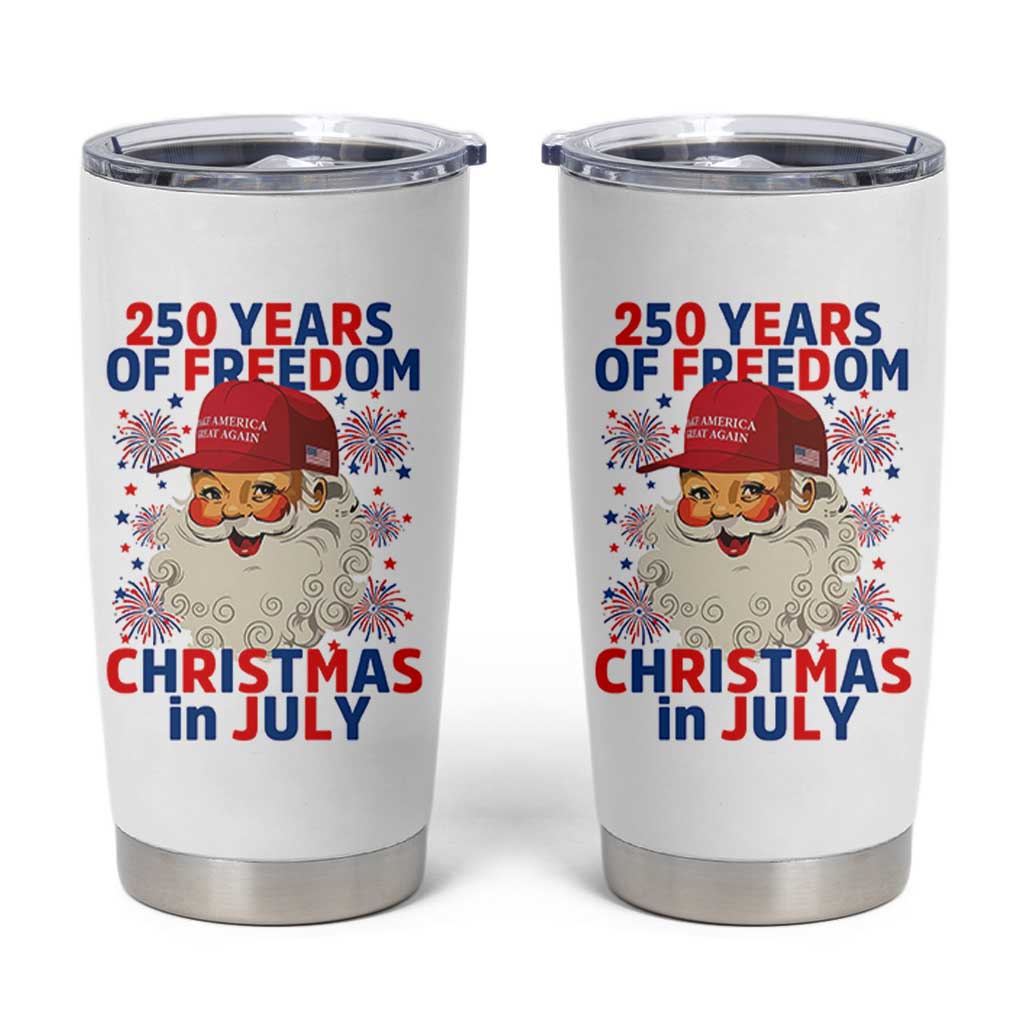 250 Years Of Freedom Tumbler Cup Funny Santa Christmas in July