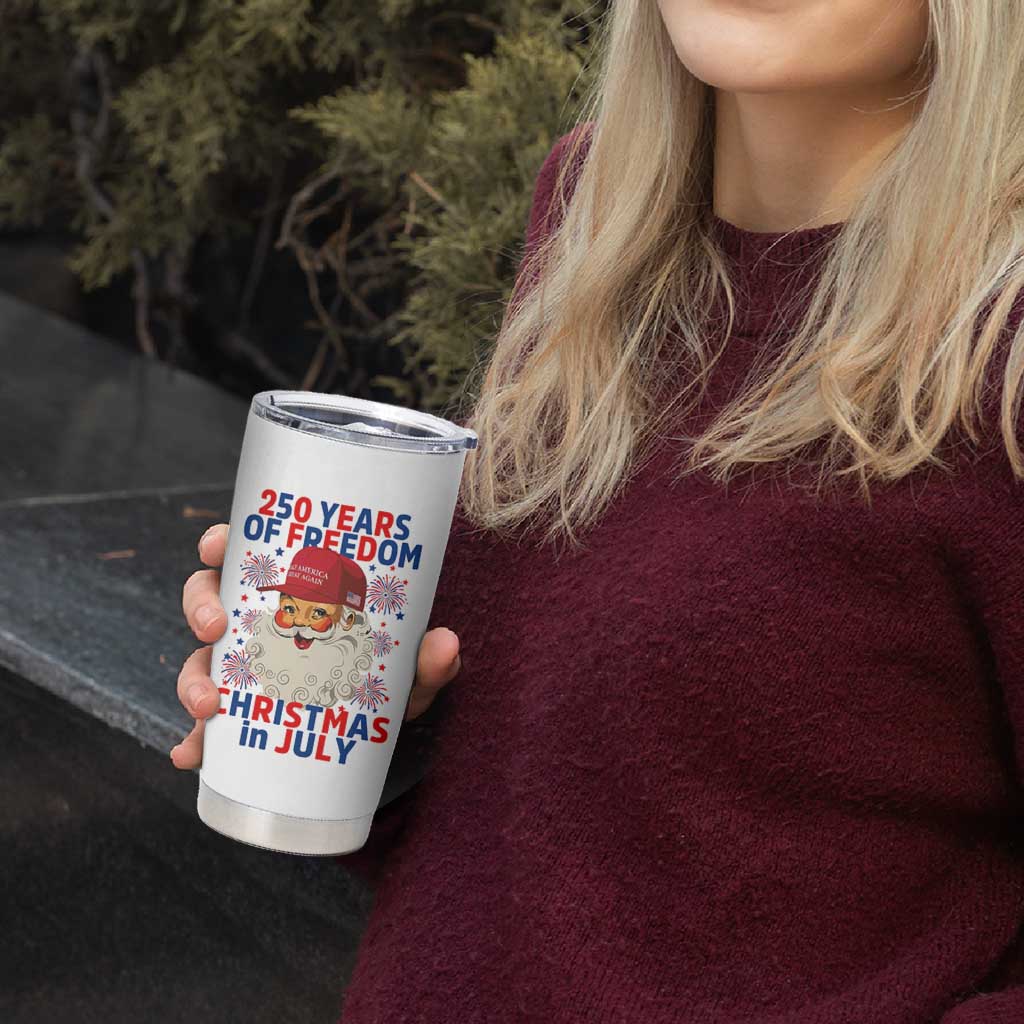 250 Years Of Freedom Tumbler Cup Funny Santa Christmas in July