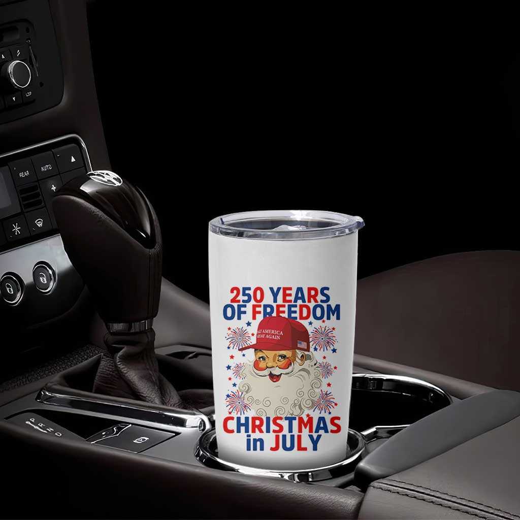 250 Years Of Freedom Tumbler Cup Funny Santa Christmas in July