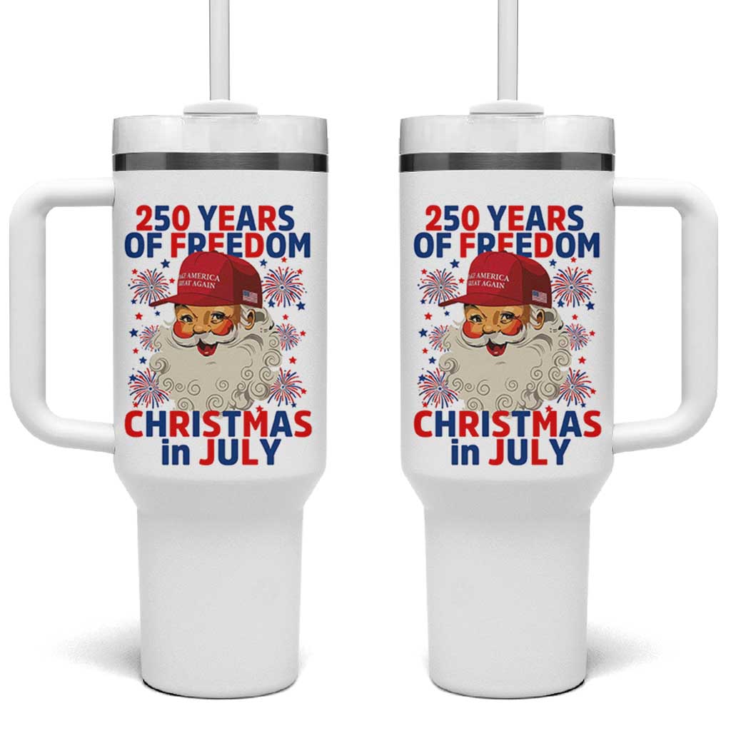 250 Years Of Freedom Tumbler With Handle Funny Santa Christmas in July