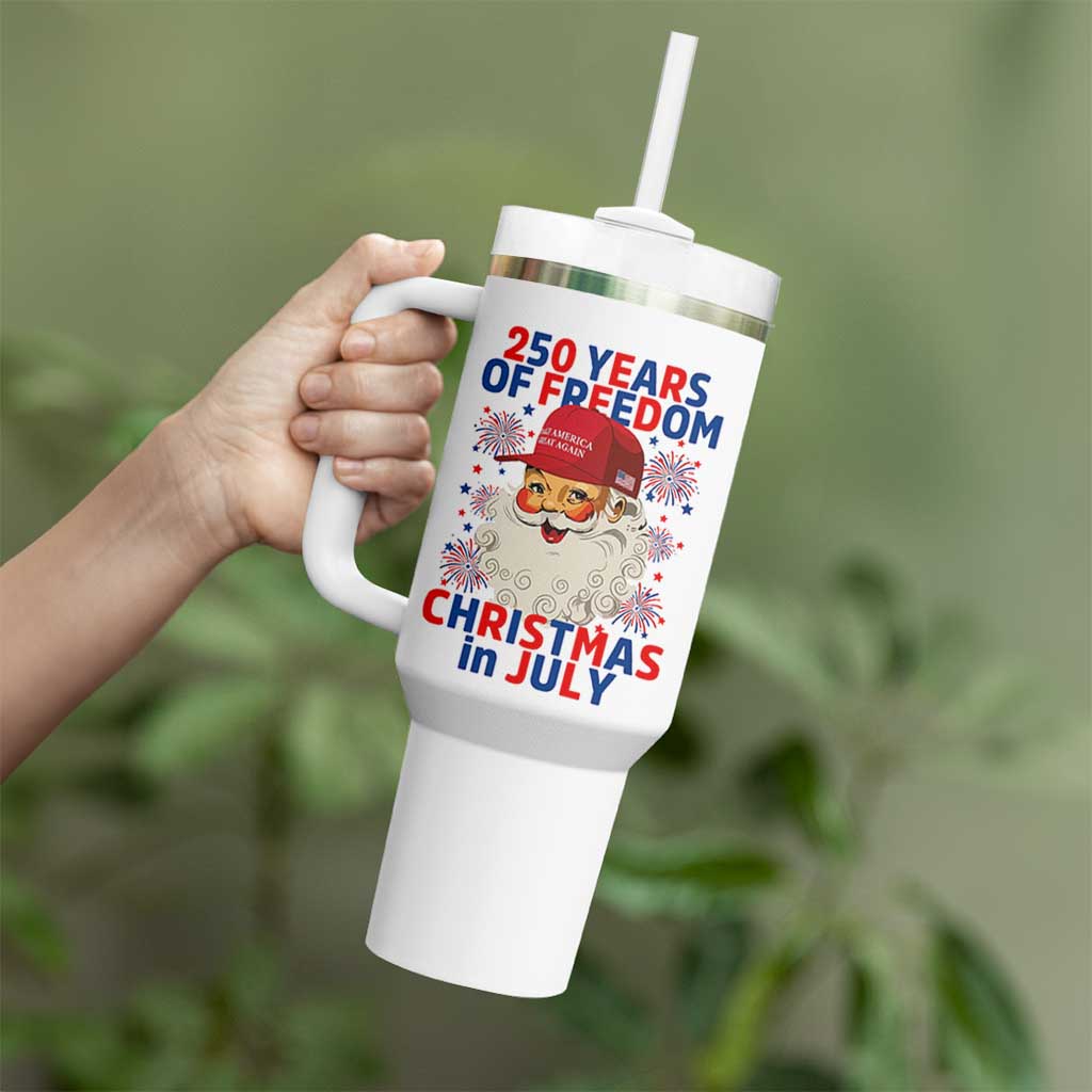 250 Years Of Freedom Tumbler With Handle Funny Santa Christmas in July