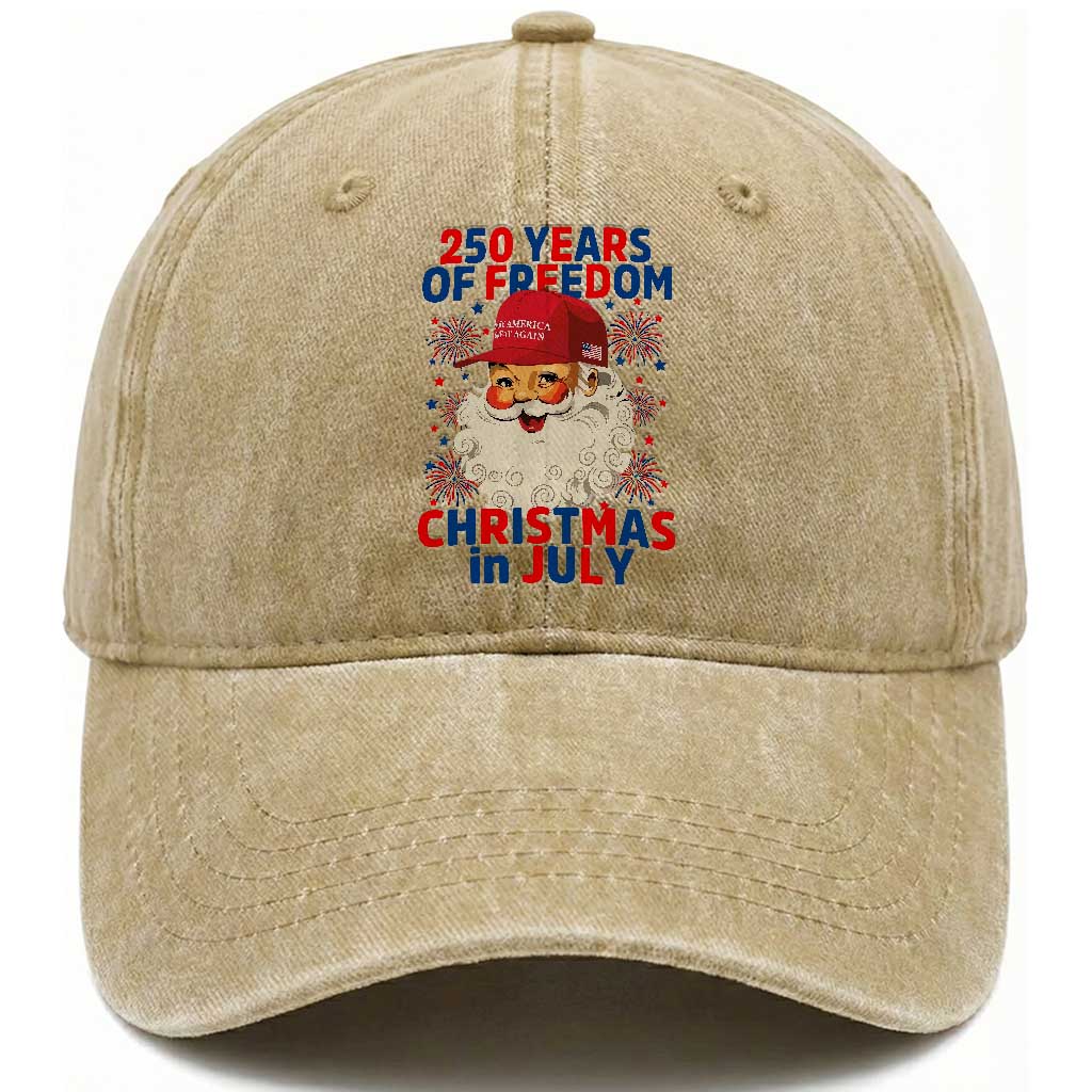 250 Years Of Freedom Washed Cotton Baseball Cap Funny Santa Christmas in July