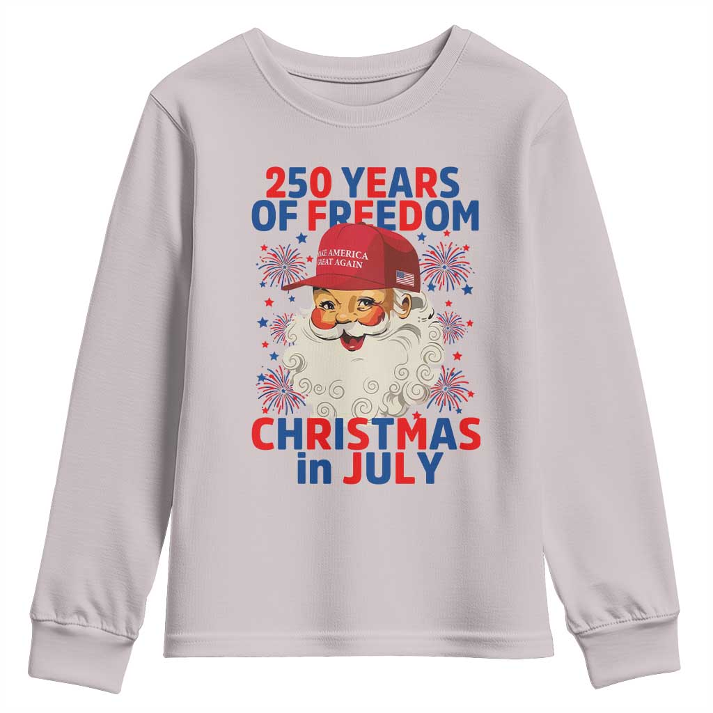 250 Years Of Freedom Youth Sweatshirt Funny Santa Christmas in July