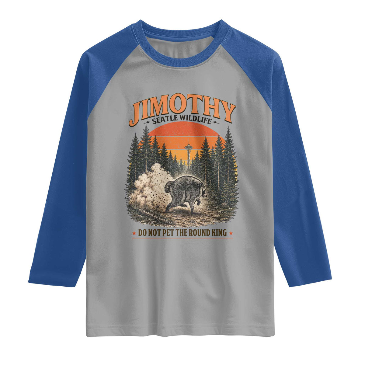 Jimothy Raccoon Seattle Meme Raglan Shirt Viral Trash Panda Do Not Pet The Round King