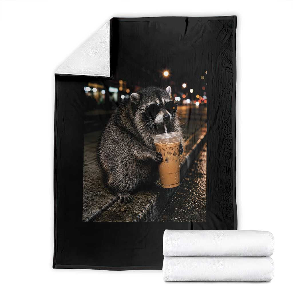 Jimothy Raccoon Seattle Drinking Iced Coffee Meme Throw Blanket Viral Trash Panda Seattle Animal Meme