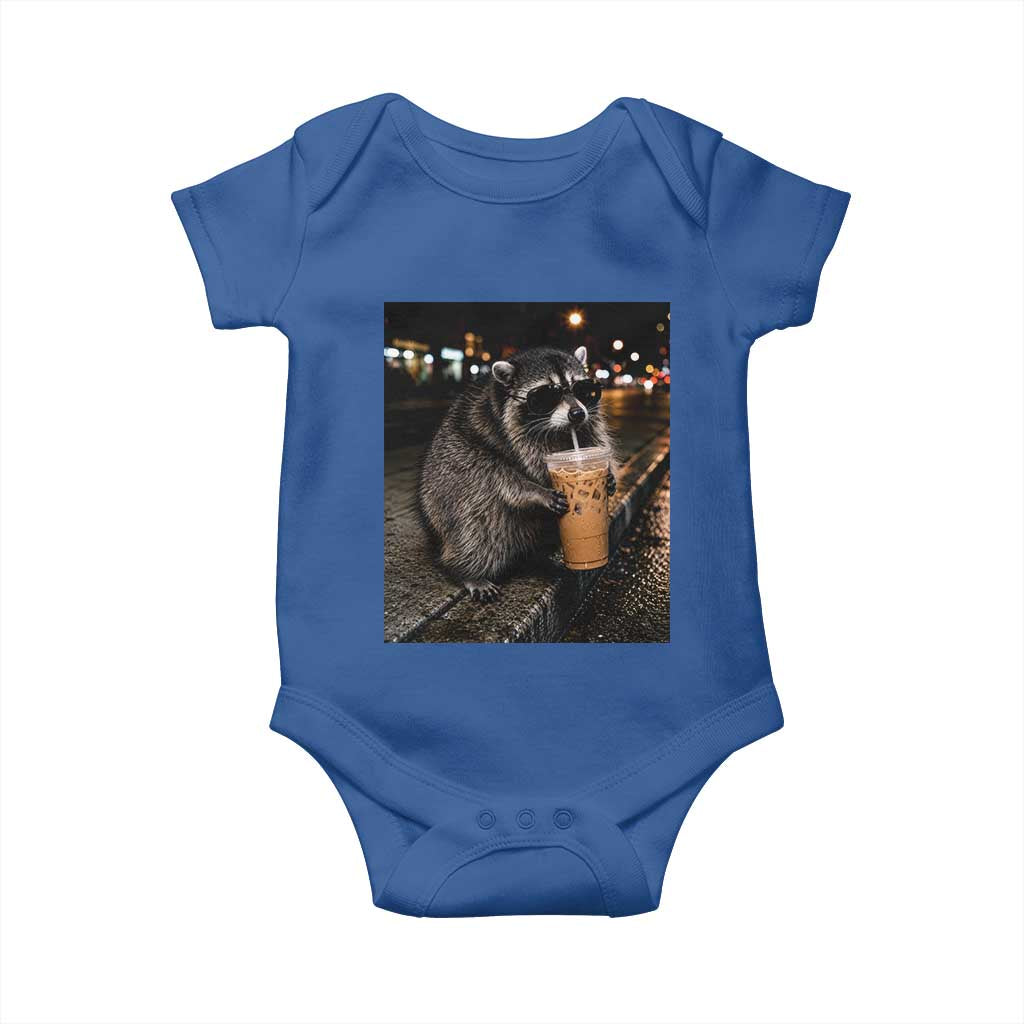 Jimothy Raccoon Seattle Drinking Iced Coffee Meme Baby Onesie Viral Trash Panda Seattle Animal Meme