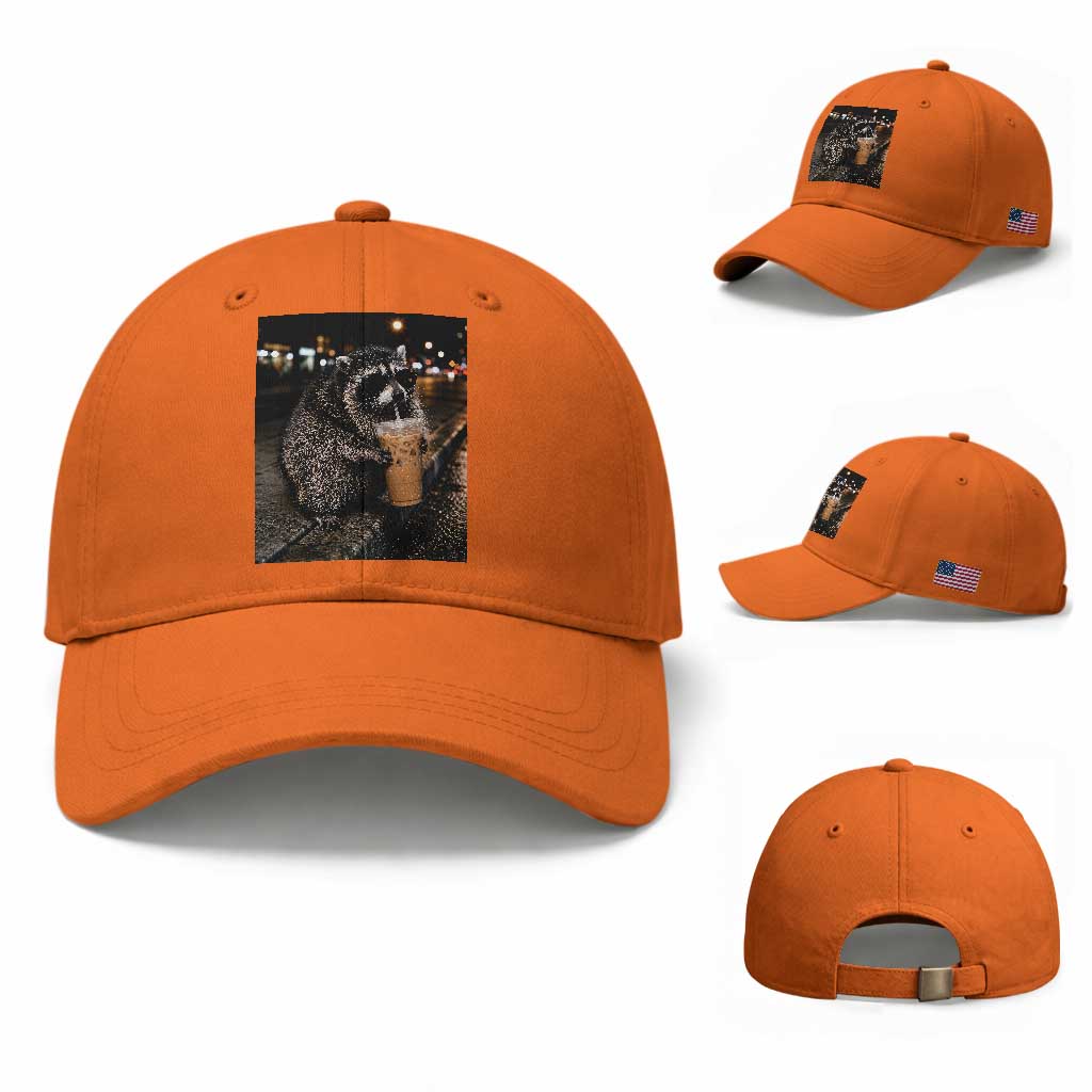 Jimothy Raccoon Seattle Drinking Iced Coffee Meme Baseball Cap Viral Trash Panda Seattle Animal Meme