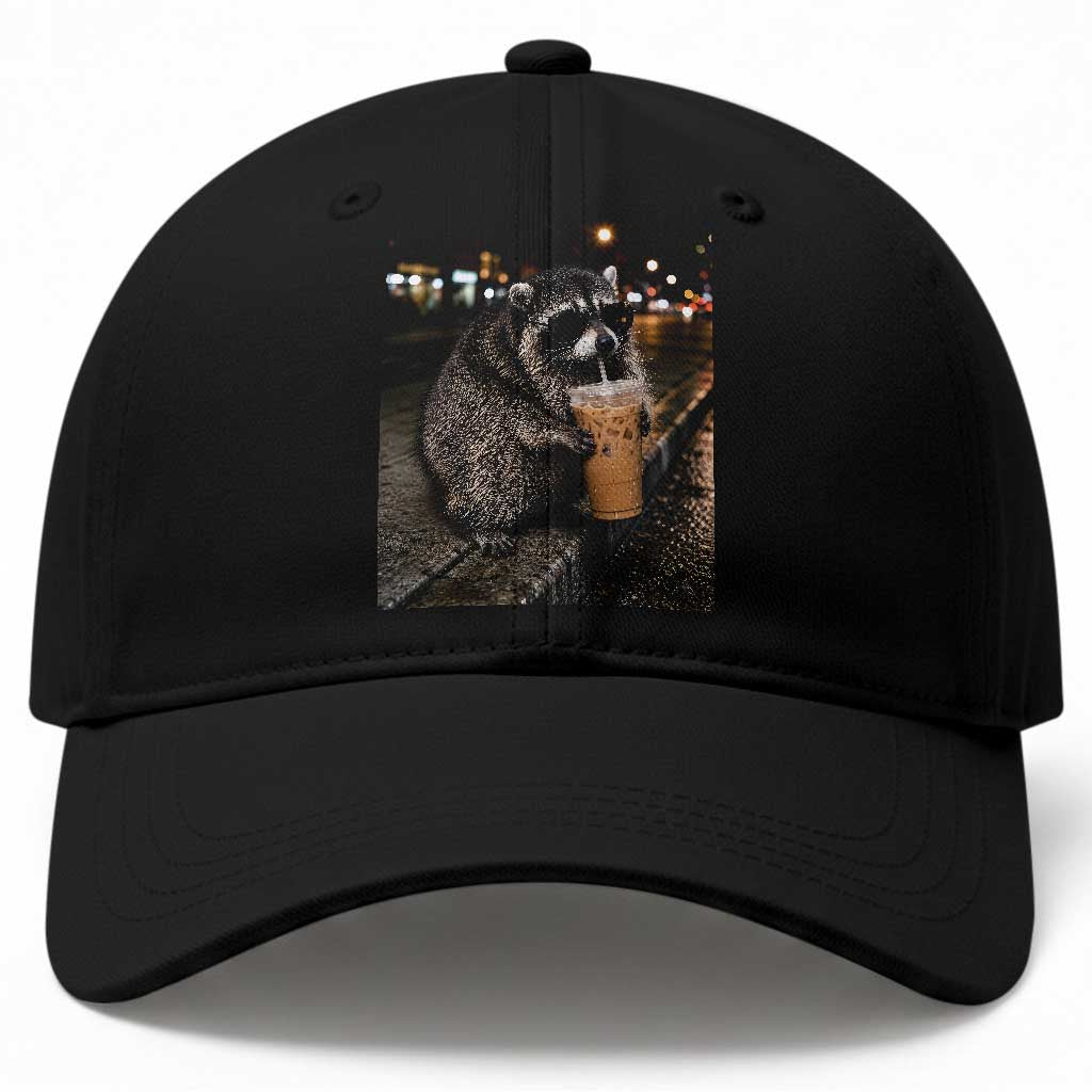 Jimothy Raccoon Seattle Drinking Iced Coffee Meme Baseball Cap Viral Trash Panda Seattle Animal Meme