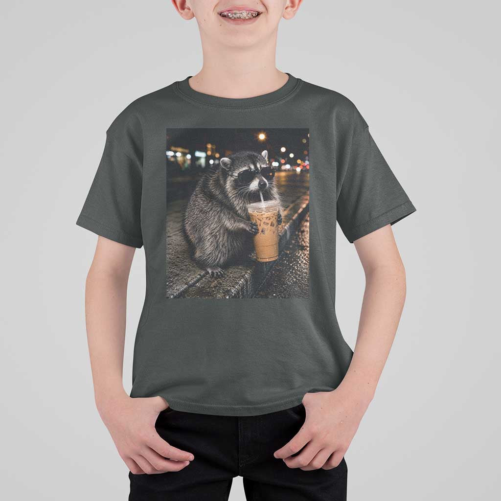 Jimothy Raccoon Seattle Drinking Iced Coffee Meme T Shirt For Kid Viral Trash Panda Seattle Animal Meme