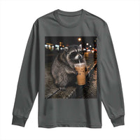 Jimothy Raccoon Seattle Drinking Iced Coffee Meme Long Sleeve Shirt Viral Trash Panda Seattle Animal Meme