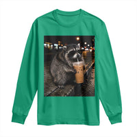 Jimothy Raccoon Seattle Drinking Iced Coffee Meme Long Sleeve Shirt Viral Trash Panda Seattle Animal Meme
