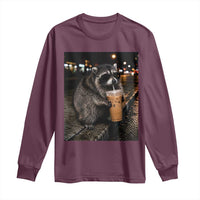 Jimothy Raccoon Seattle Drinking Iced Coffee Meme Long Sleeve Shirt Viral Trash Panda Seattle Animal Meme