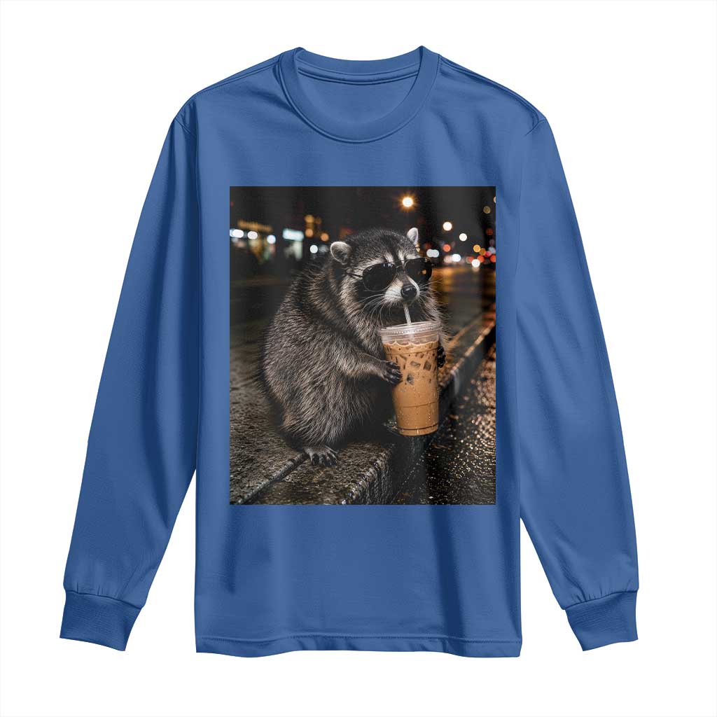 Jimothy Raccoon Seattle Drinking Iced Coffee Meme Long Sleeve Shirt Viral Trash Panda Seattle Animal Meme