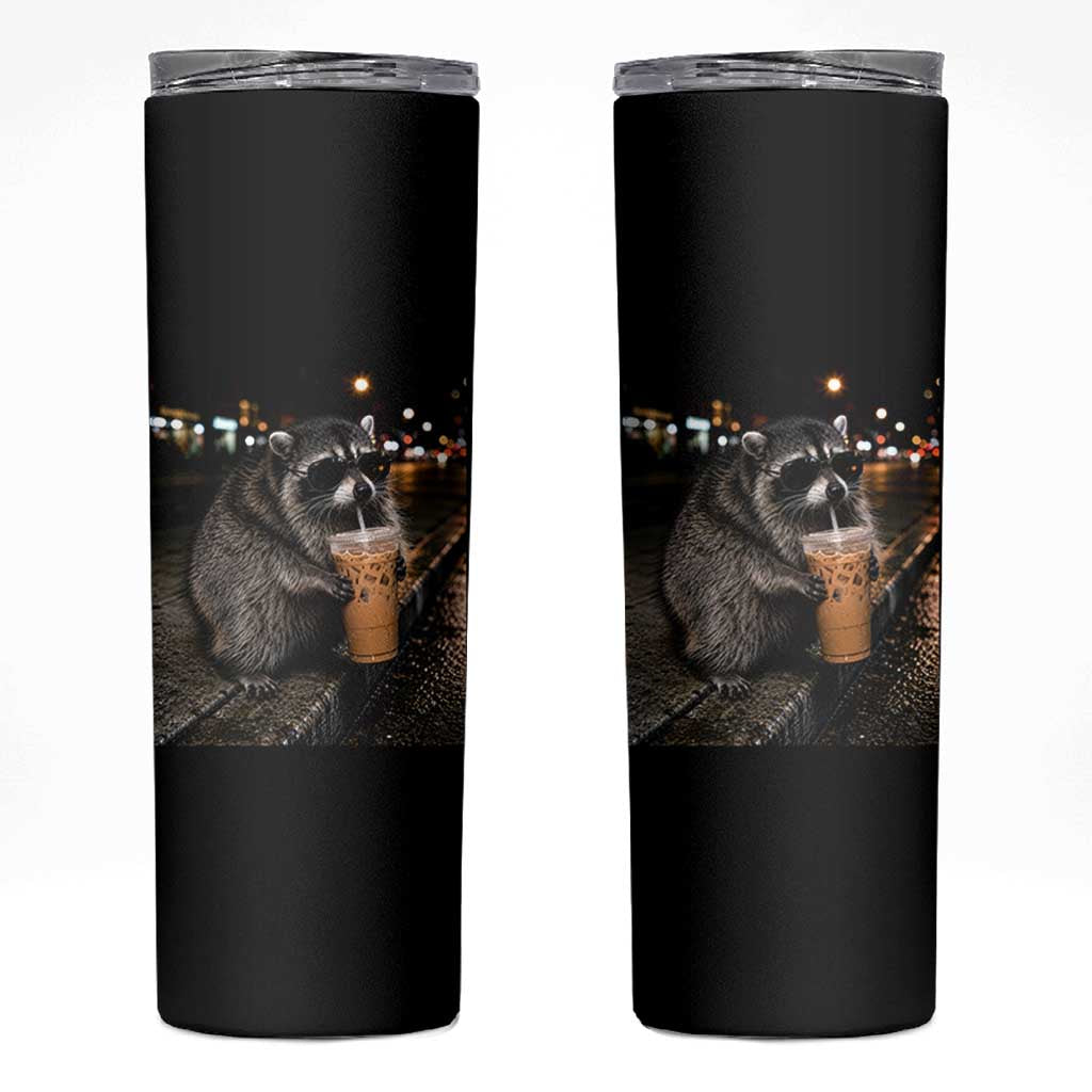 Jimothy Raccoon Seattle Drinking Iced Coffee Meme Skinny Tumbler Viral Trash Panda Seattle Animal Meme
